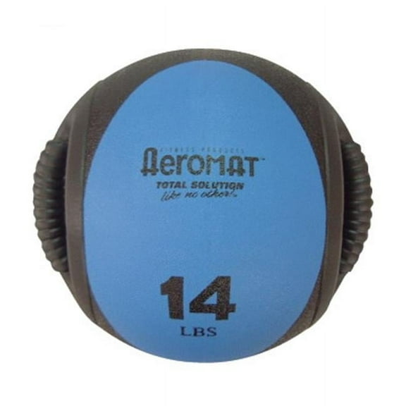Aeromat  Dual Grip Power Med Ball 9 in. Dia. 14 LB Black- Blue