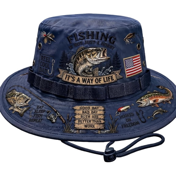 Fishing is a Way of Life Boonie Hat, Fishing is A Way of Life Outdoor Sun Hat, Wide Brim Bucket Hat for Fishing Hiking