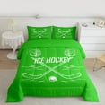 thumbnail image 2 of Manfei Ice Hockey Queen Comforter Set,Sport Game Gamer Bedding Sets,Green White Bedding Comforter Set For Teens,Ultra Soft Home Decor Reversible,3-Piece, 2 of 8