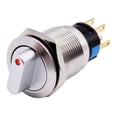 thumbnail image 3 of BTOER 19mm Rotary Switch Latching Stainless Steel LED Light 3 Position 2NO2NC, 3 of 8