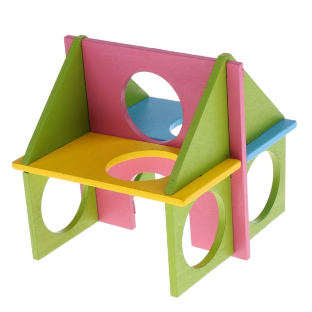 Suministros Para Mascotas Hamster Ejercicio Juguete ejercicio Gimnasio Casa Patio De Juegos Color Aleatorio Yinane Sala de madera pequeña de hámster para mascotas