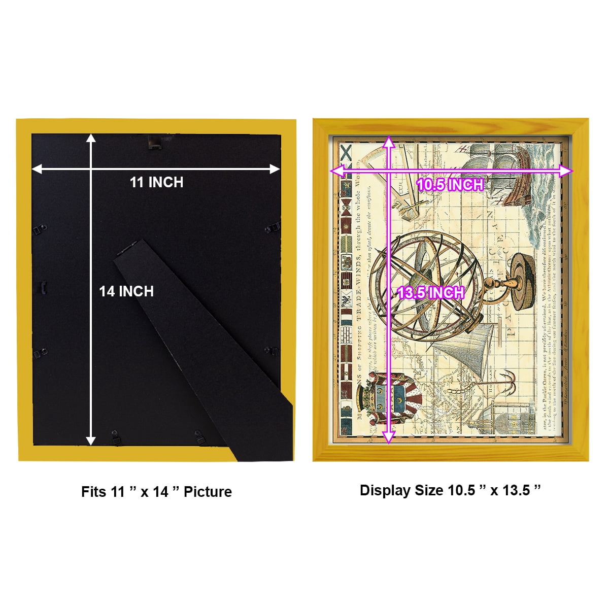 Nautical Map I -Framed Print w/glass-Sunflower Yellow