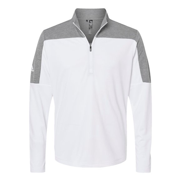 Adidas Mens Lightweight Quarter-Zip Pullover, XL, White Grey Three Melange