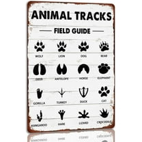 Animal Tracks Field Guide Tin Sign Rustic Animal Tracks Art Wall Decor For Country Woodland Theme House Farmhouse Cabin Metal Signs For Baby Home Bathroom Bedroom 8x12 Inch