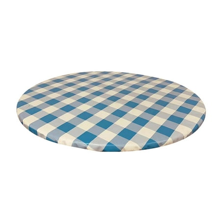 

Elastic Edged Polyester Fitted Table Cover -Plaid Pattern - Large Round - Fits to 38inch Diameter -