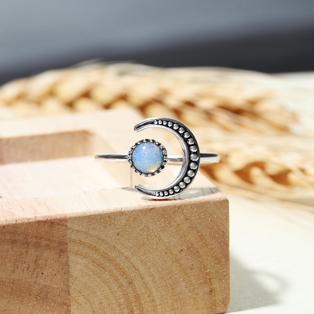 Anillo de apertura de fase de luna creciente,Anillo de luna para mujer Anillo ajustable Anillo de luna para mujer Los mejores materiales