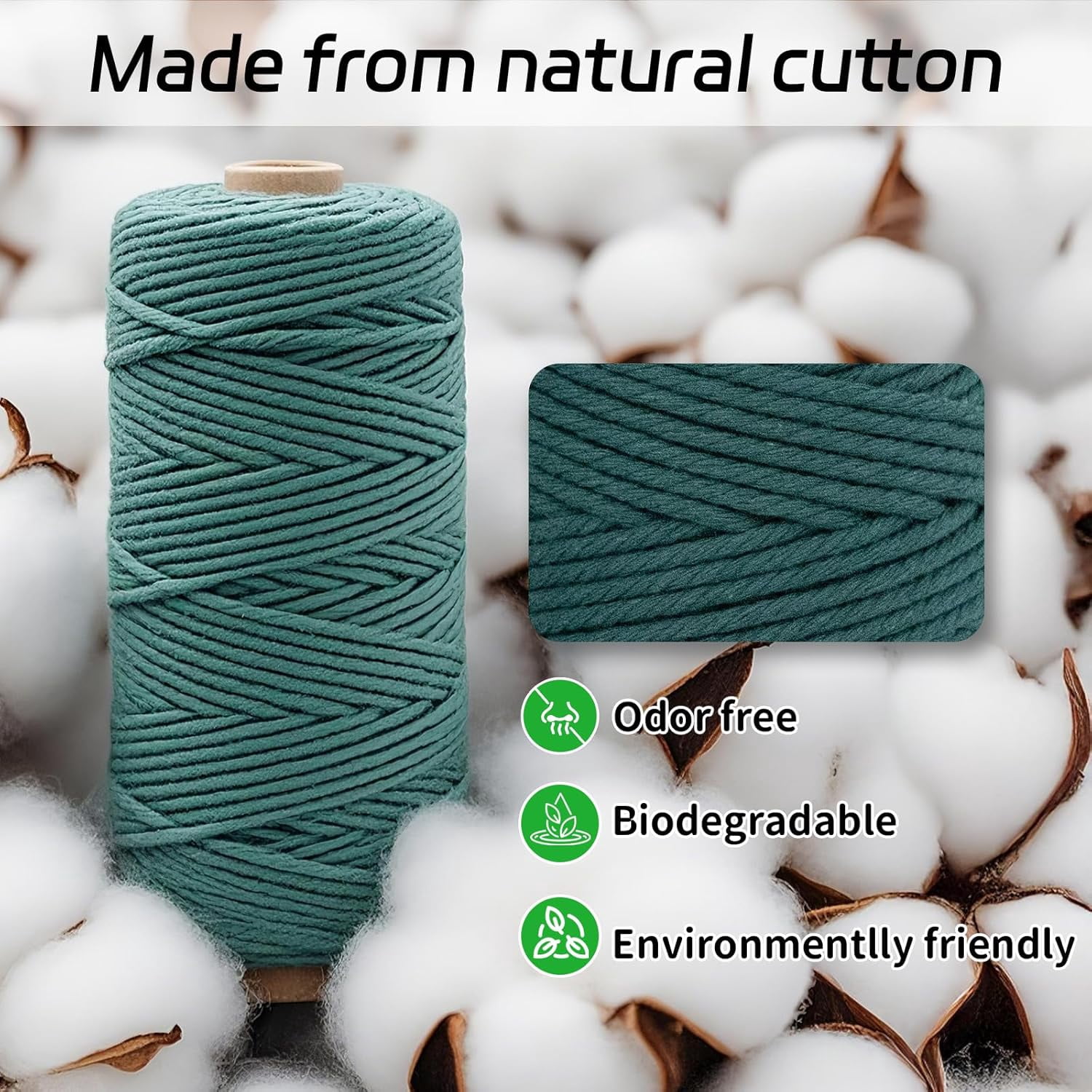 12 Rolls Natural Macrame Cord 3 mm x 1308 Yards,Natural Cotton Twine,Colored String,Cotton Rope for DIY Crafts Knitting,Plant Hangers,Decor (Classic Color Yards) Classic Yards -