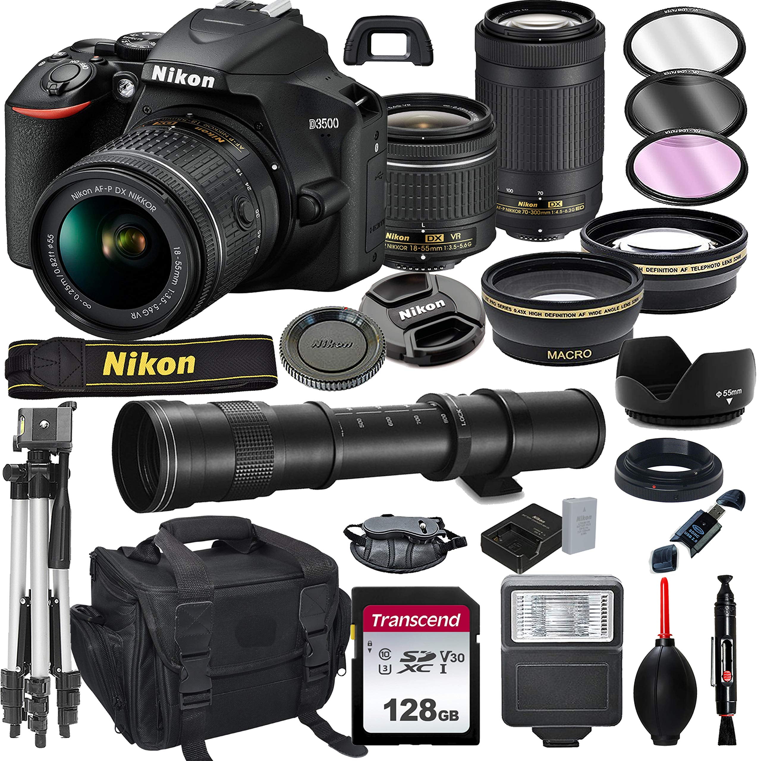 Nikon D3500 DSLR Camera with 18-55mm VR and 70-300mm Lens Bundle with