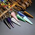 thumbnail image 2 of Natural 7 Chakra Crystal Pendulum Star Moon Quartz Reiki Hexagon Stone Pendant, 2 of 8