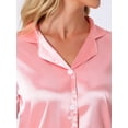 thumbnail image 5 of DARING DIVA Satin Silky Pajamas Button Down 2 Pieces Sleepwear XL Pink, 5 of 7