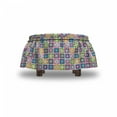 thumbnail image 4 of Floral Ottoman Cover, Flowers in Squares Motif, 2 Piece Slipcover Set with Ruffle Skirt for Square Round Cube Footstool Decorative Home Accent, Standard Size, Multicolor, by Ambesonne, 4 of 5