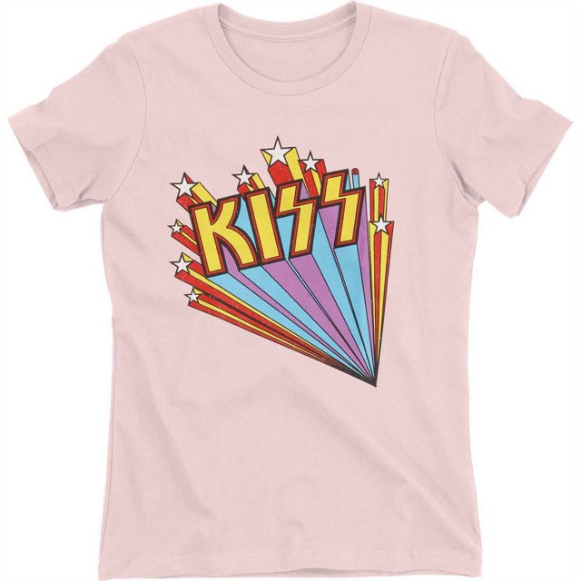 Kiss - Camiseta Estrellas para Mujer (Rosa)
