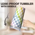 thumbnail image 5 of 20oz Double Wall Insulated Tumbler with Handle, Geometric Texture Stainless Steel Travel Mug, Leak-Proof Coffee Cup, 5 of 5