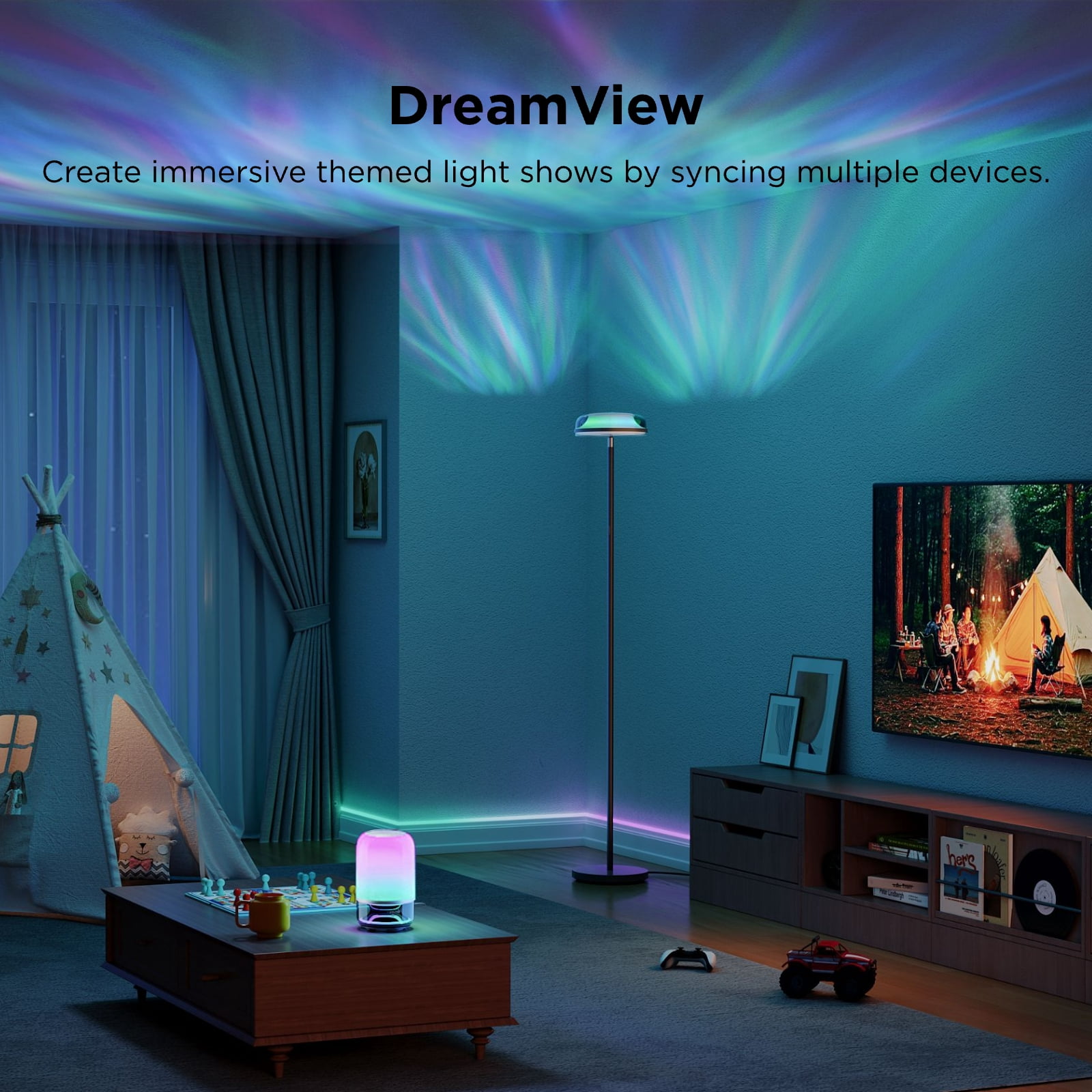 Govee Floor Lamp RGBIC Ripple Projector Modern Style - LED, Dimmable, 1000lm, White