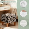 thumbnail image 7 of SCRAWLGOD Vintage Leopard Print Brown Square Ottoman Cover Jacquard Fabric Ottoman Slipcover Stretchable Footrest Stool Covers for Square and Rectangle Ottomans, 7 of 7