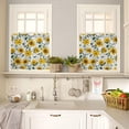 thumbnail image 3 of Sunflower Kitchen Curtain Valance and Tiers Set Yellow White Flower Rod Pocket Kitchen Tier & Valance Set 3 Piece Farmhouse Floral Rustic Wooden Window Curtain Valance Tier Set 54 in x 36 in, 3 of 5