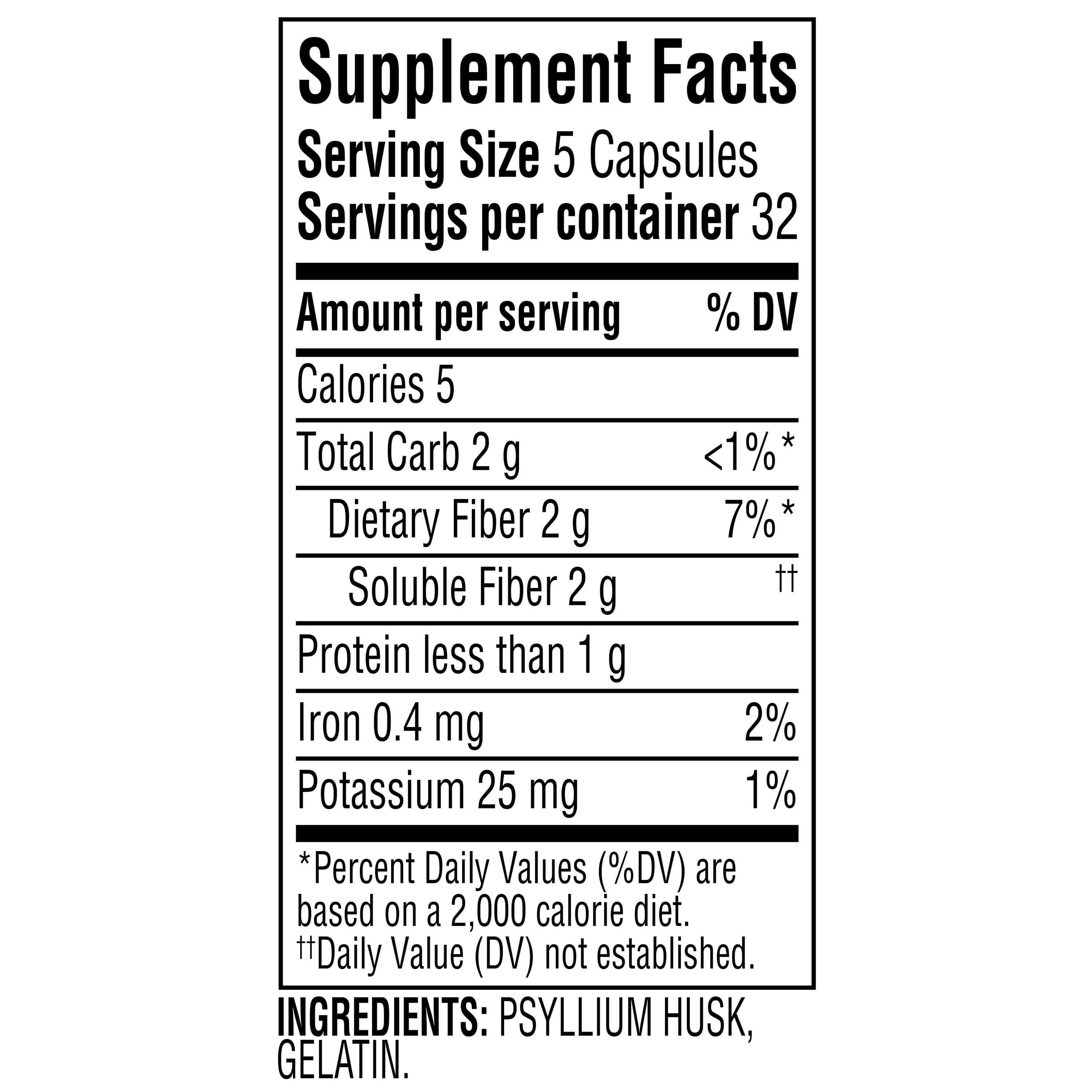 Equate Psyllium Husk Capsules, Compare to Metamucil Capsules 3 in 1 MultiHealth Fiber, Gluten-Free, 160 Count