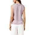 thumbnail image 3 of INSPIRE CHIC Ruffle V Neck Top for Women's Summer Sleeveless Blouse Work Business Shirt Casual Chiffon Tops XS Pink, 3 of 6