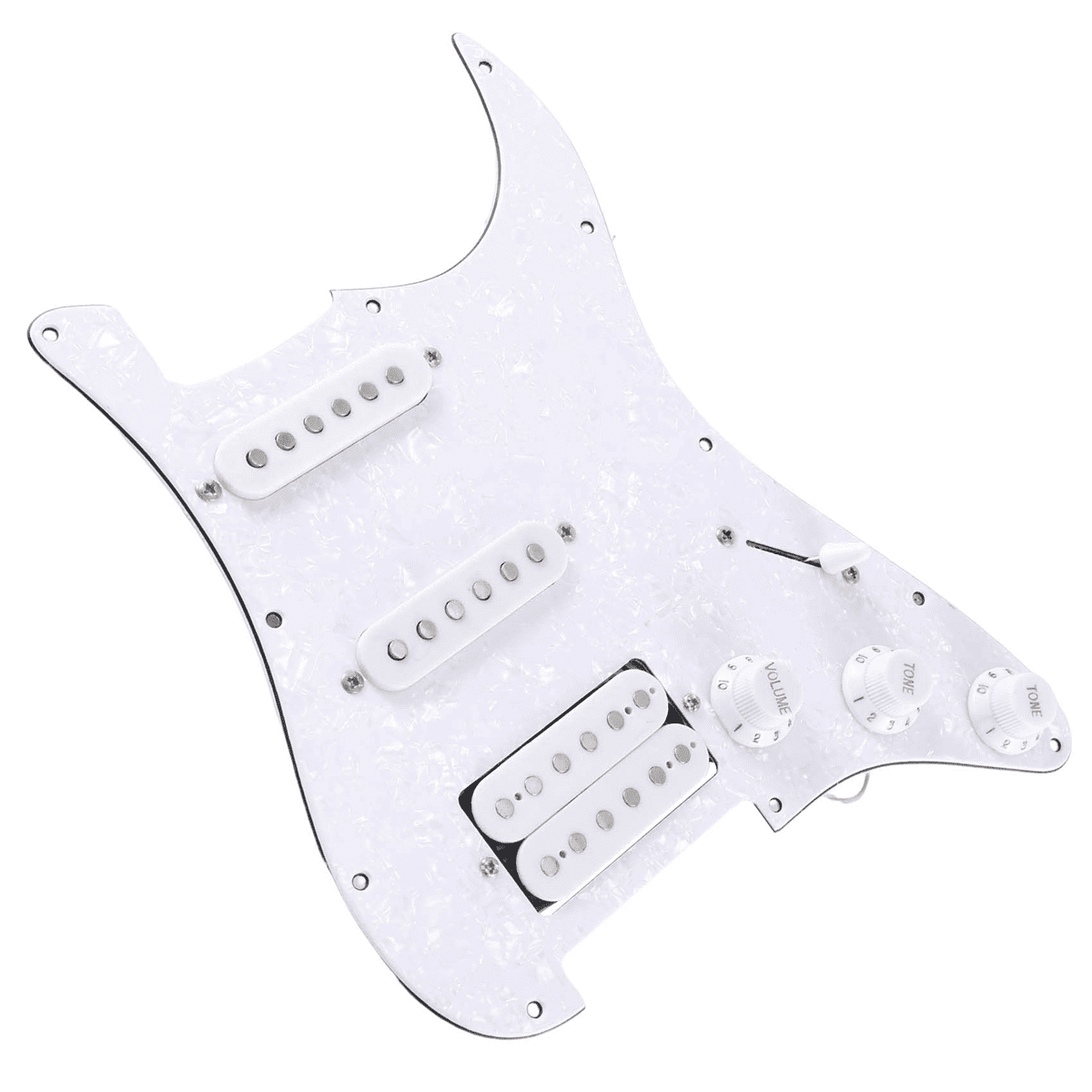 SQ Electric Guitar Loaded Prewired Electric Guitar Pickguard Pickup Assembly White Pearl,1 * Prewired Pickguard Set,White