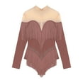 thumbnail image 3 of Alvivi Justaucorps de Danse pour Femmes Manches Longues Patchwork en Maille avec Strass Robe de Danse Latine Tango Rose Poussiéreux m, 3 of 5