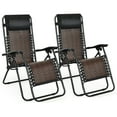 thumbnail image 5 of Canddidliike 2 Pieces Folding Patio Rattan Zero Gravity Lounge Chair-Light Brown, Oversized Padded Zero Gravity Lounge Chair Folding Patio Recliner with Headrest, 5 of 9