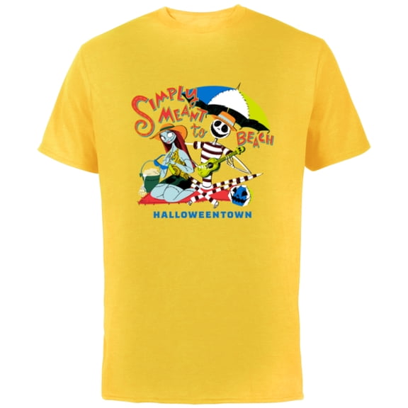 Disney The Nightmare Before Christmas Simply Meant to Beach - Short Sleeve Cotton T-Shirt for Adults - Customized-Yellow