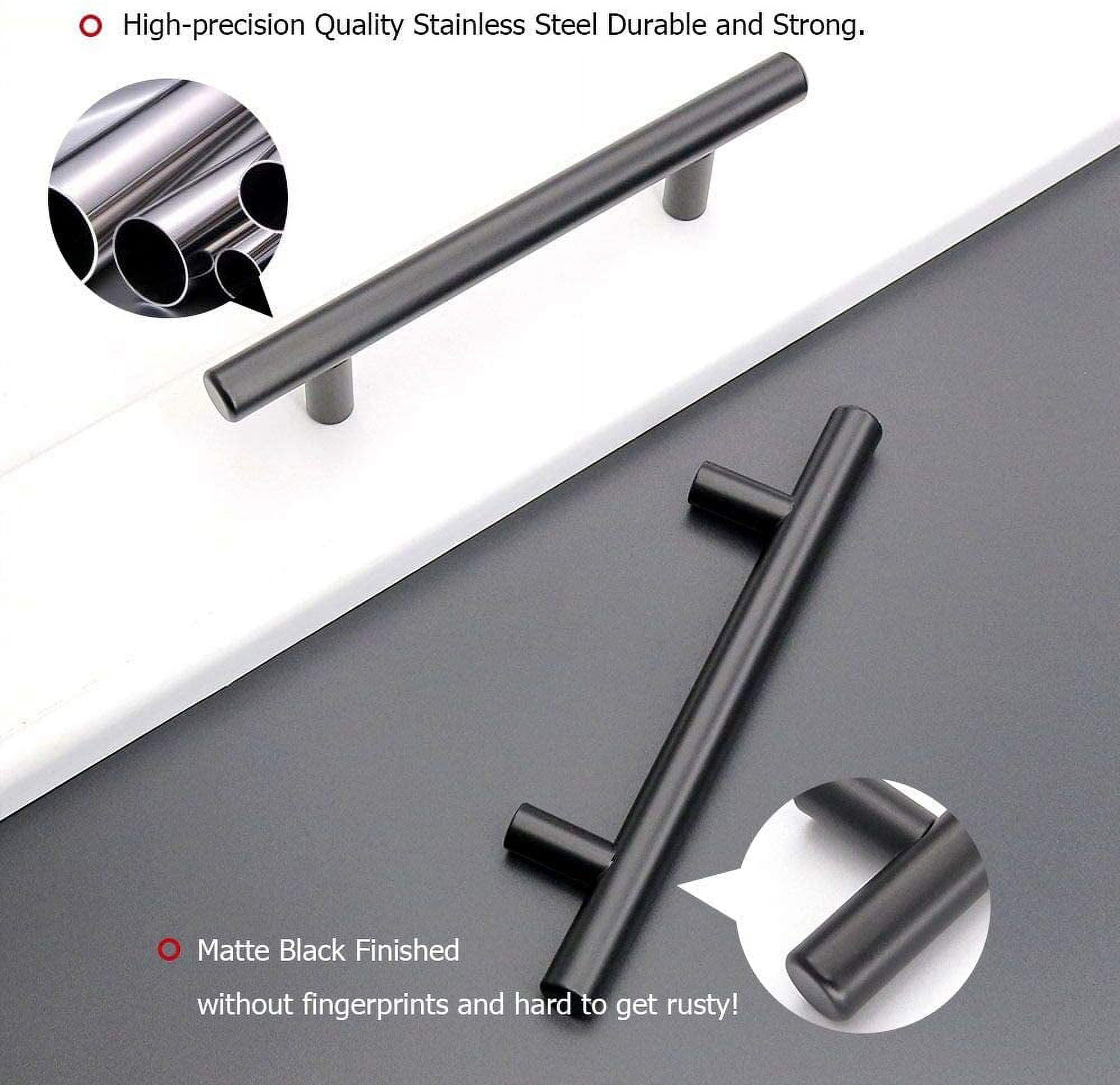 Goldenwarm 15 Pack Cabinet Handles Stainless Steel Black Cabinet Drawer Pulls for Kitchen Bedroom Hardware, 3-1/2inch Hole Centers