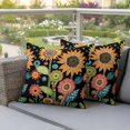 thumbnail image 4 of Spring Boho Pillow Covers 2 Pack Yellow Red Flower Leaves Dots Plant Painting Pillowcase Waterproof Outdoor Throw Pillow Cover for Patio Garden Square Cushion 16”x16”, 4 of 9