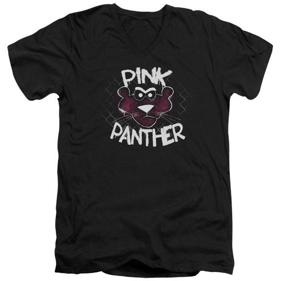 Pink Panther Spray Panther Adult V-Neck T-Shirt Black
