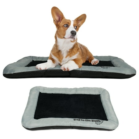 dog crate pad bolster bed pet mat fleece 36 x 23 large gray and