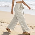 thumbnail image 4 of Womens Summer Casual Striped Pants Loose Wide Leg Lounge Pants Elastic Waist Palazzo Trousers with Pockets, 4 of 5