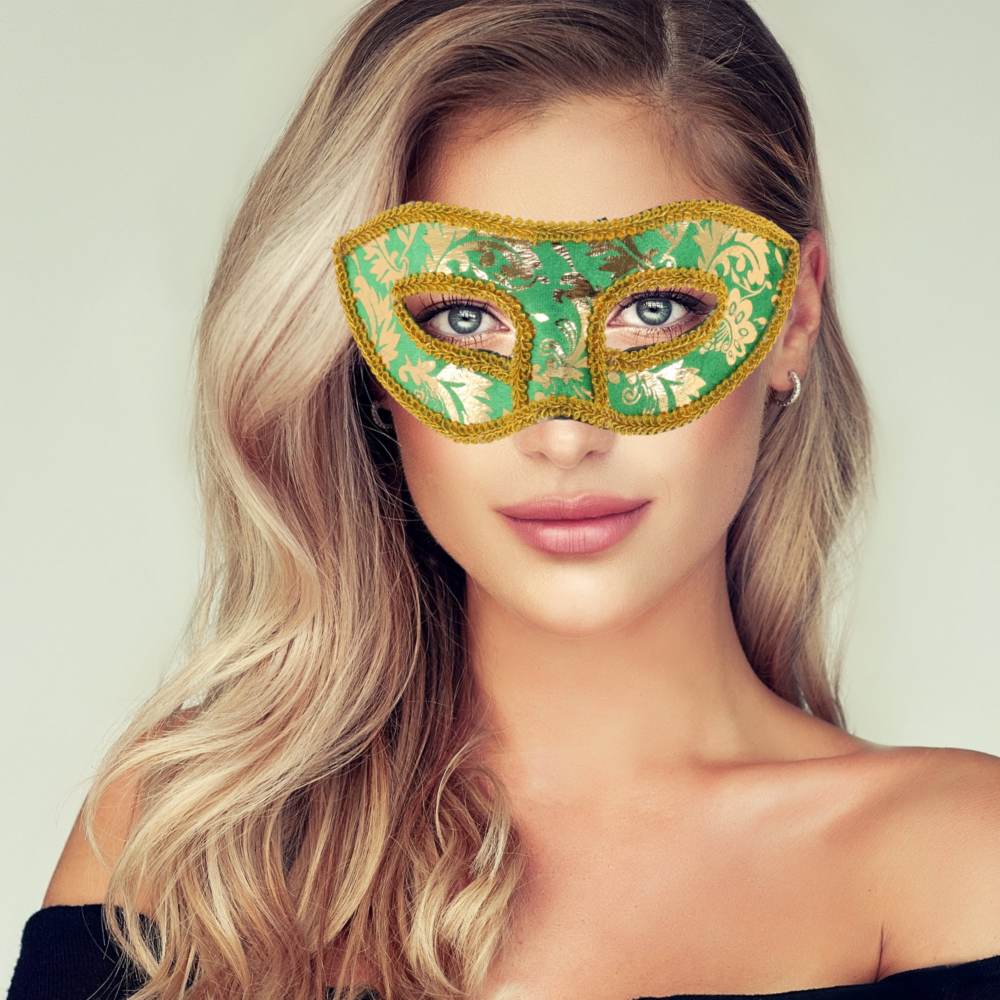Unique Bargains 1 Pack Jazz Cloth-Wrapped Flat Head Half Face Party Mask Green