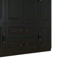 thumbnail image 5 of ModMakers 4-Door Wardrobe Armoire Closet with Hanging Rod, Modern Wood Wardrobe Storage Cabinet with Drawers, Black, 5 of 8