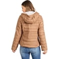thumbnail image 3 of Love Tree Women's Juniors Reversible Sherpa Puffer Outerwear Jacket (Large, Camel), 3 of 5