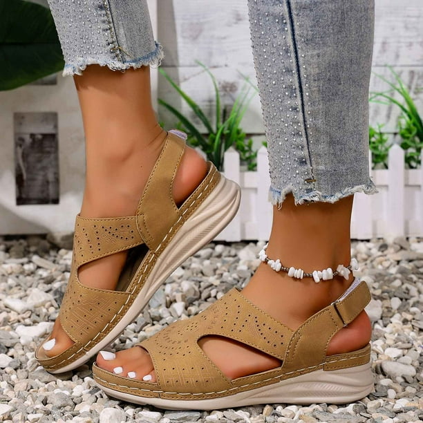 MKLEKYY Sandalias de Mujer para Playa, Informales, Con Tacón de