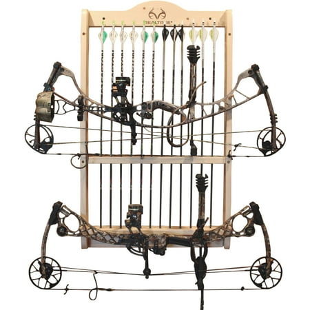 Realtree Solid Pine 2 Compound Bow 12 Arrow Wall Storage Display Rack
