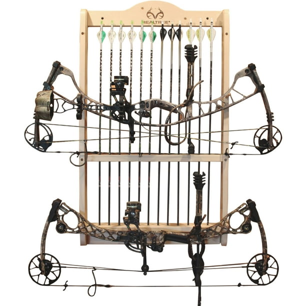 Realtree Solid Pine 2 Compound Bow 12 Arrow Wall Storage Display Rack Com Arrow Wall Storage Display Rack, Compound Bow Storage Cabinet