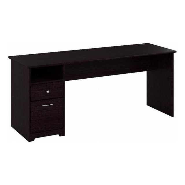 Pemberly Row 72"W Computer Desk with Drawers in Espresso Oak - Engineered Wood