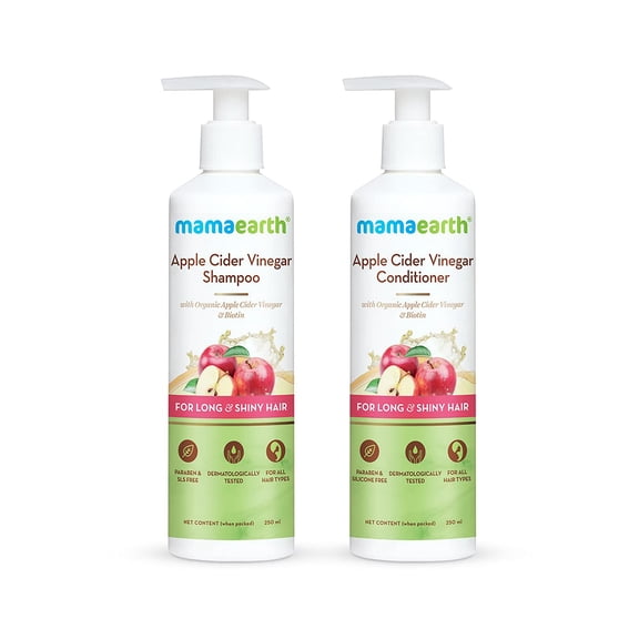 MAMAEARTH Apple Cider Vinegar Shampoo – 250ml   Apple Cider Vinegar Conditioner – 250ml
