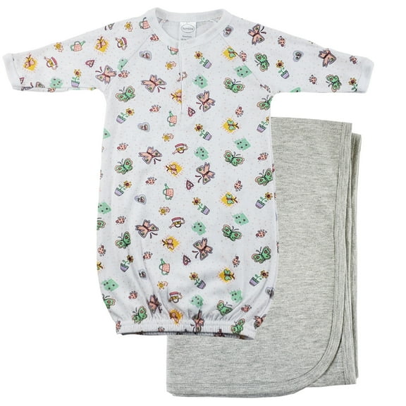 Bambini Print Infant Gown and Recieving Blanket