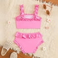 thumbnail image 6 of Zshosam Kids Bikini Girls Swimsuit Bikini Set 2 Piece Bathing Suit Tiered Ruffled Trim Adjustable Straps Girls Swimwear Size 3T 4T,(Pink 3-4 Years), 6 of 6