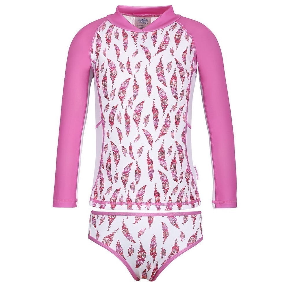 Sun Emporium - Girls Pink Dream Catcher Feather Sun Shirt Bikini Set ...
