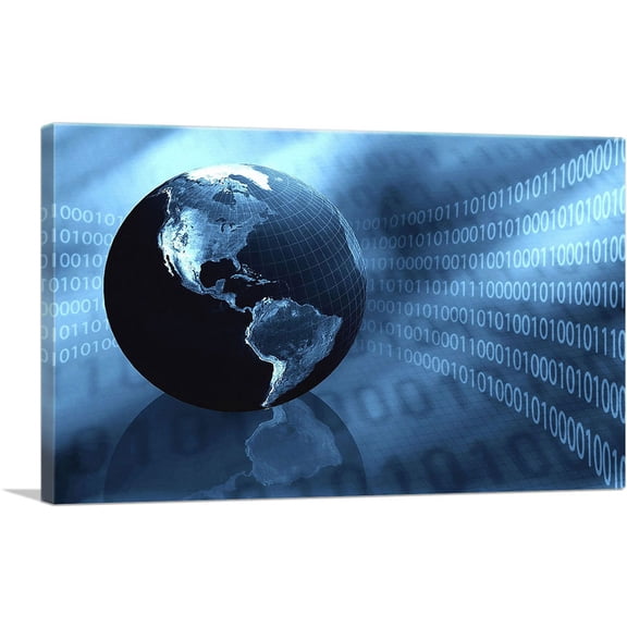 ARTCANVAS Earth Digital Globe World Canvas Art Print - Size: 18" x 12" (1.50" Deep)