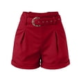 thumbnail image 6 of GILIGEGE 2 Piece Sets for Women Casual Fashion Set Women's Shorts Set Sleeveless Vest Top Suit Shorts Two Set Print Basic Tank Top & Shorts Set with Belt Features: Summer Sets Red M, 6 of 6