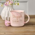 thumbnail image 4 of Christian Art Gifts Marble Ceramic Coffee & Tea Mug w/Gold Trim for Women: Strength & Dignity - Proverbs 31:25 Encouraging Bible Verse, Non-toxic, Lead-free Novelty Drinkware, White/Pink Swirl, 13 oz., 4 of 4