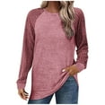 thumbnail image 2 of Fnooota Women's Sweatshirt, Long Sleeve Knitted Plus Size Crew Neck Loose Casual Pink ,2XL, 2 of 5