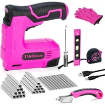 Cordless Electric Staple Gun Set,10 Piece 2 in 1 Pink Stapler and Nail Gun Kit with 2500 Staples, 4V Power Tacker for Upholstery, Woodworking, DIY Crafts, Includes USB Charger