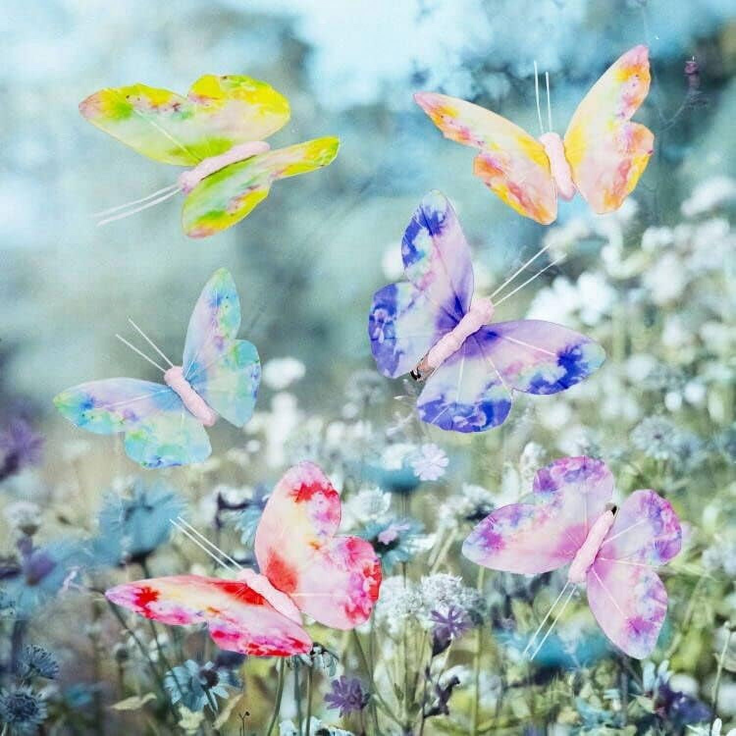 Berfutall-Artificial Feather 3D Butterfly Party Decorations Set of 12 Color Ornaments for Christmas Tree(C)…
