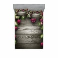 thumbnail image 2 of Ambesonne Christmas Fitted Sheet & Pillow Sham Set, Rustic Balls Branch, Twin, Brown Pink, 2 of 3