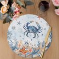 thumbnail image 3 of Crab Coastal Round 13 Inch Placemats Set of 6, Summer Beach Blue Ombre Coral Starfish HeatResistant Non Slip Place Mats for Dining Table, Wipeable Braided Kitchen Table Mats for Housewarming, 3 of 9